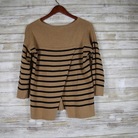 Loft Semi Open Back Black and Brown Stripes sz SM - Picture 4 of 7